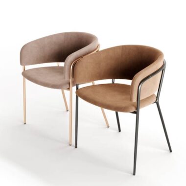 A 3d render of two brown soft seats isolated on a white background