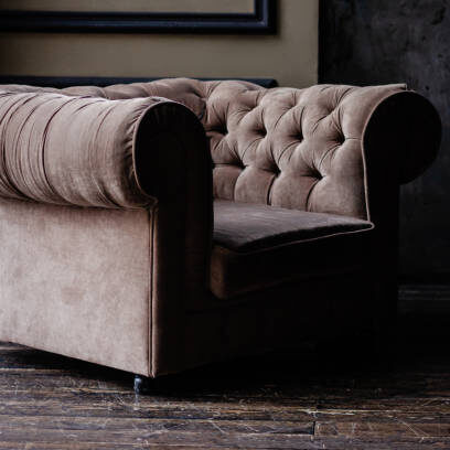 Brown armchair in loft studio room